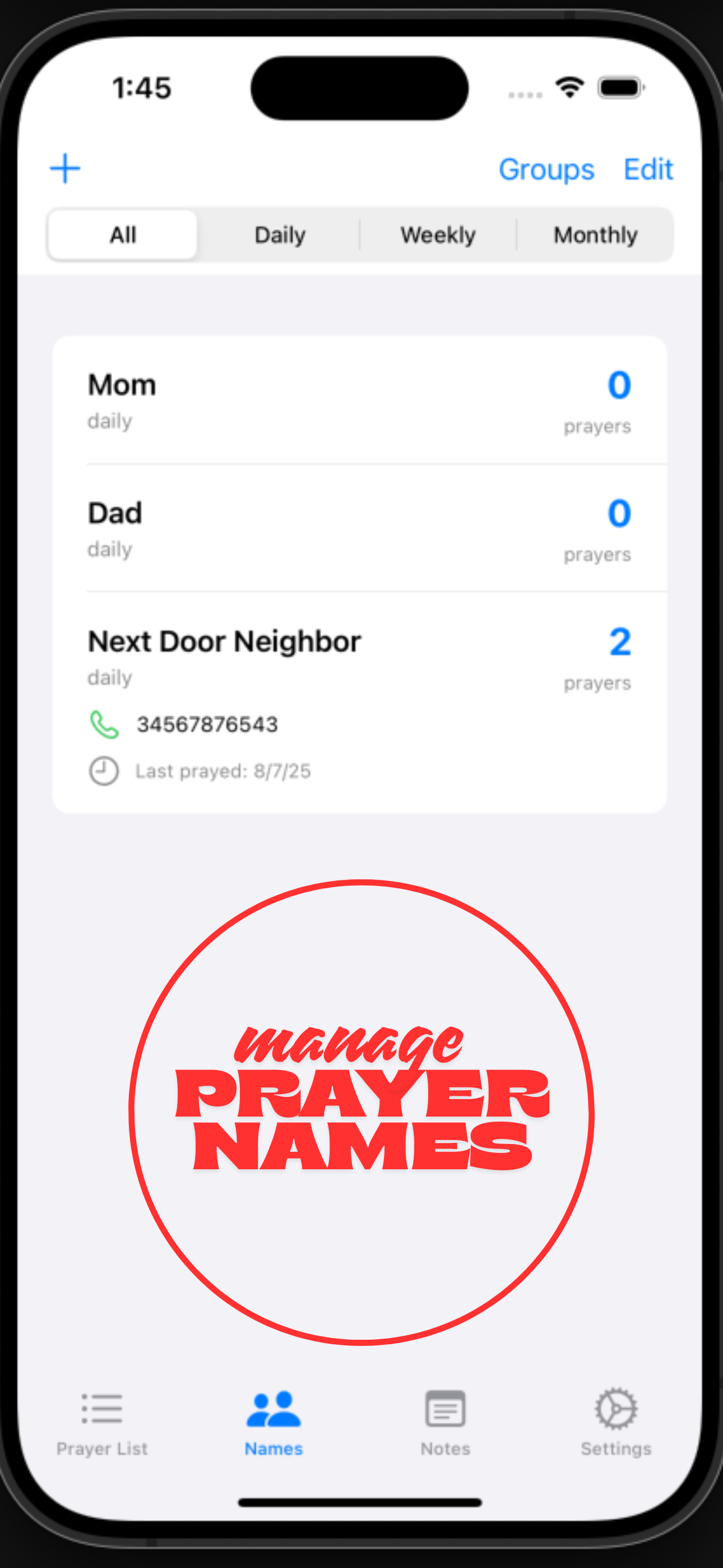 Simple Prayer List - Prayer Details